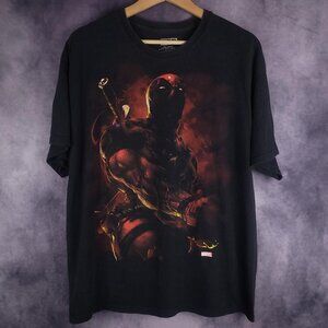 Deadpool Marvel superhero comic book Y2K style shadow faded black shirt